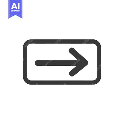 Aset desain premium: Simple Right Arrow in Rounded Rectangle, Black Outline on White Backgr