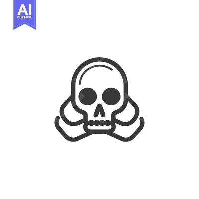 Skull and Crossbones Icon in Black and White