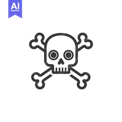 Skull and Crossbones Icon with Simple Line Art Style