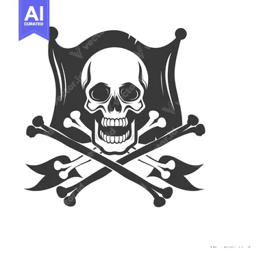 Skull and Crossbones with a Black Flag
