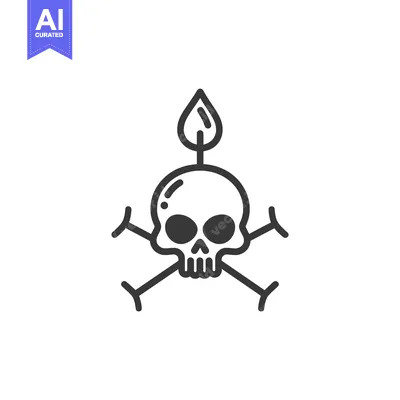Skull and Crossbones with a Single Flame on Top