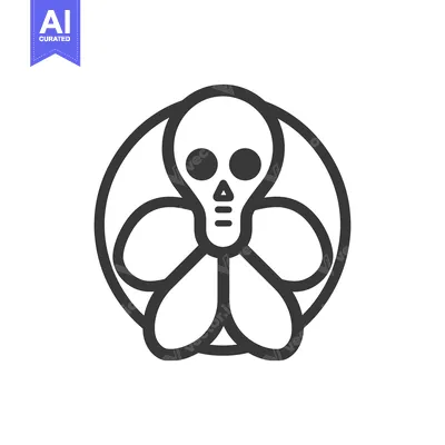 Aset desain premium: Skull and Flower Design with Circle Frame