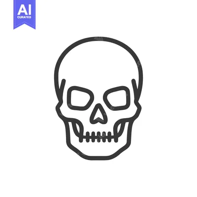 Minimalist Skull Icon: Bold Outline on White Background