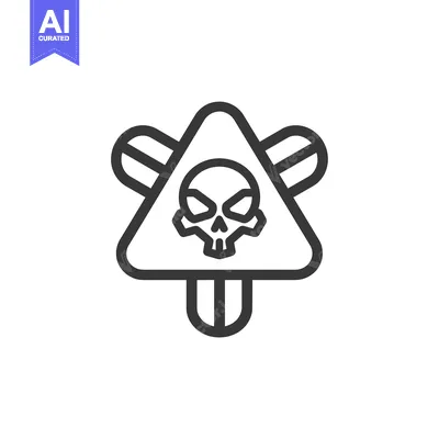 Skull Inside Triangular Warning Sign with Two Arrows