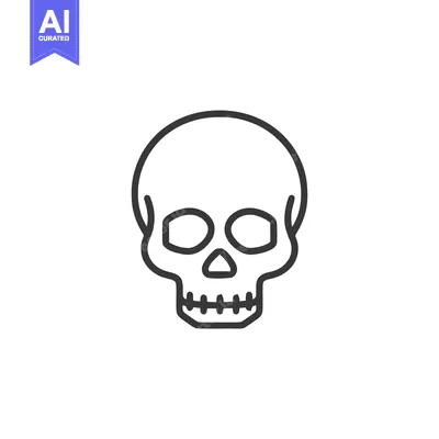 Aset desain premium: Minimalist Skull Icon: Simple Line Art on White Background