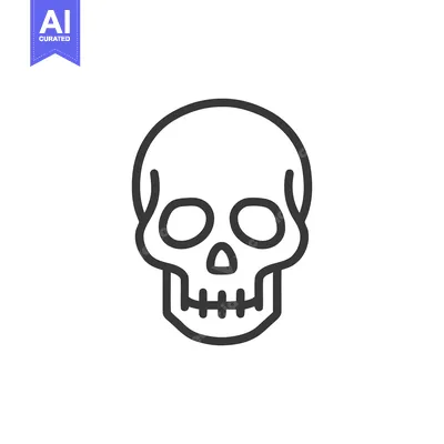 Premium design asset: Minimalist Skull Icon: Clean Line Art on White Background