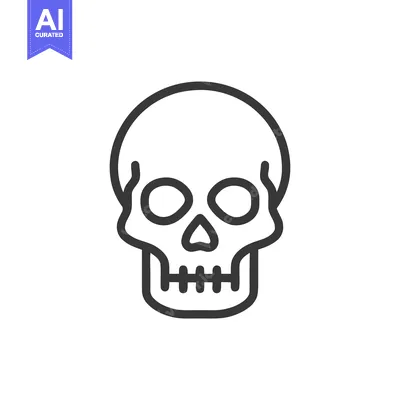 Minimalist Skull Outline Icon on White Background, Vector Illustration