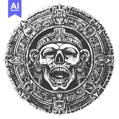 Skull Mask with Intricate Aztec-Inspired Design