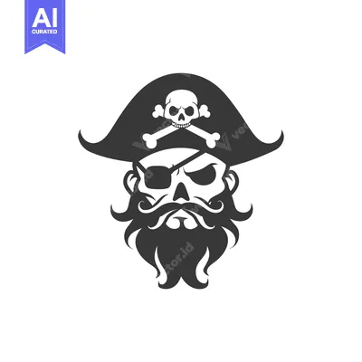 Aset premium populer: Skull of a Pirate with an Eyepatch and a Long Beard