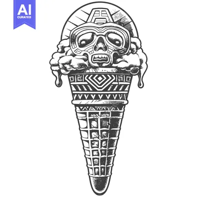 Skull Wearing Goggles in an Ice Cream Cone