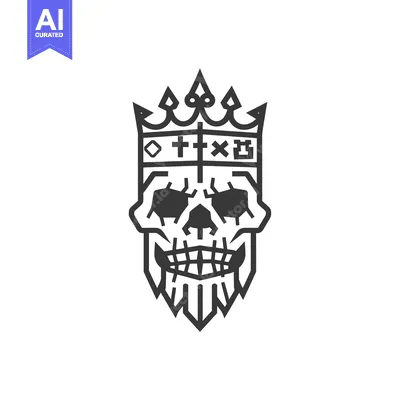 Skull with a Crown, Symbols, and a Beard