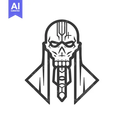 Skull with Cross and Cloak in Geometric Style
