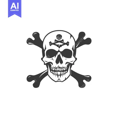 Skull with Crossed Bones and a Skull on its Forehead