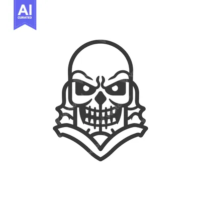 Skull with Fangs and Banner Illustration