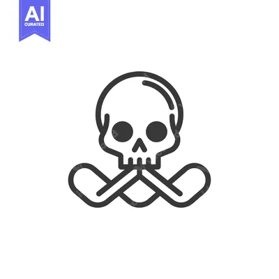 Skull with Two Crossed Hockey Sticks