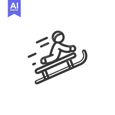 Aset desain premium: Minimalist Sledding Icon: Winter Fun and Speed Illustration
