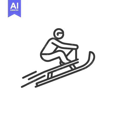 Minimalist Ski Jumper Icon: Bold Line Art for Winter Sports Design