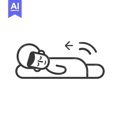 Sleeping Person with Arrow and Curved Lines Indicating Direction