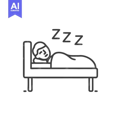 Sleeping Person Icon: Bedtime Rest with Zzz Symbols, Minimalist Design