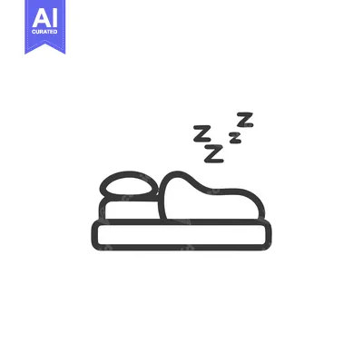 Minimalist Sleeping Icon: Person in Bed with Zzz Symbols, Relaxation C