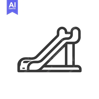 Aset desain premium: Minimalist Playground Slide Icon: Bold Outline on White Background