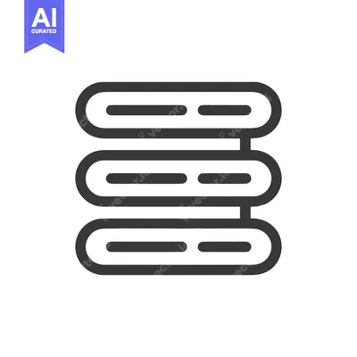 Premium design asset: Three-Layered Data Icon: Bold Outline, Rounded Edges, Clean Design