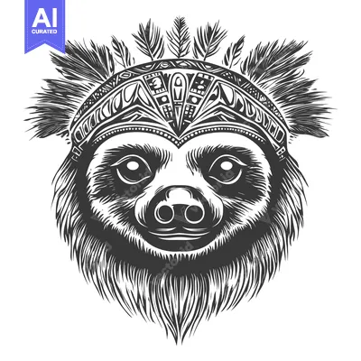 Popular premium asset: Sloth wearing a headdress of feathers and geometric patterns