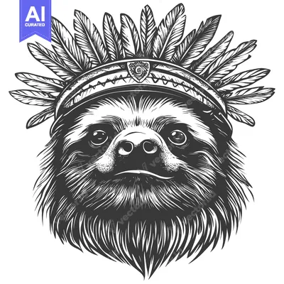 Aset premium populer: Sloth Wearing a Native American Headdress