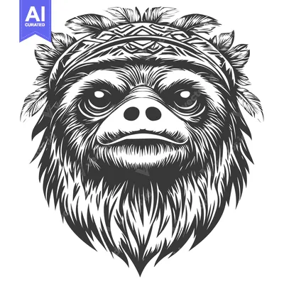 Aset premium populer: Sloth with Feathers and Headband Illustration