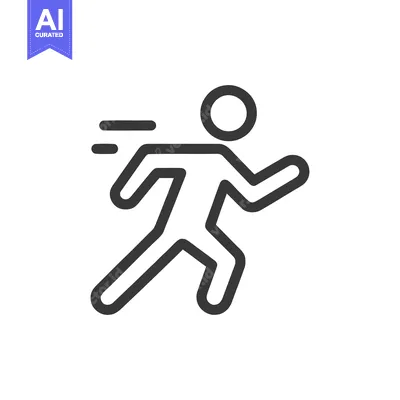 Aset premium populer: Dynamic Runner Icon: Bold Outline, Speed Lines, White Background