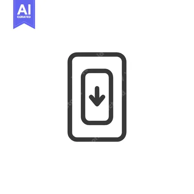 Simple Down Arrow Icon in Rounded Rectangle Frame, Vector Illustration