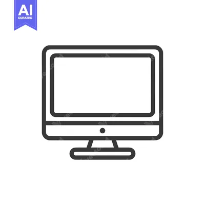 Minimalist Computer Monitor Icon: Clean Line Art on White Background
