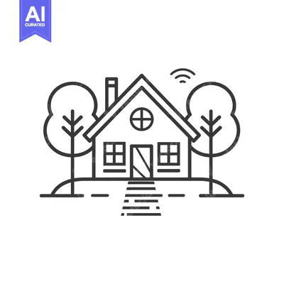Aset desain premium: Smart House with Trees and a Path