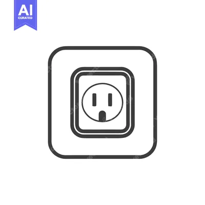 Aset desain premium: Isolated Electrical Outlet Icon with Double Border and Rounded Edges