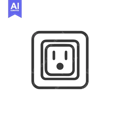 Isolated Electrical Outlet Icon with Bold Outline on White Background