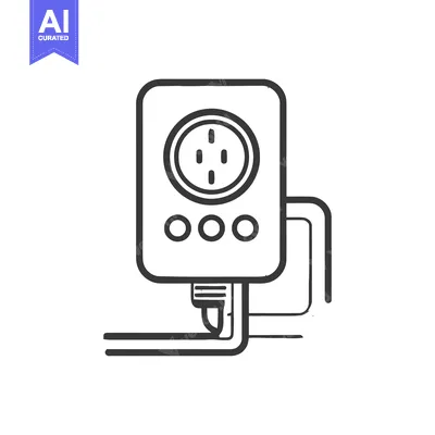 Aset premium populer: Stylized Wall-Mounted Electrical Outlet with Conduit Sketch Illustrati