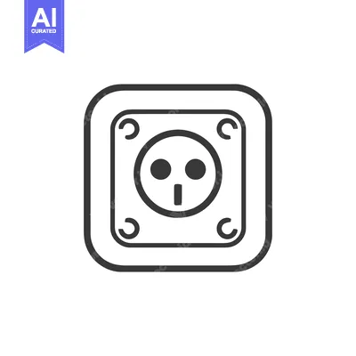 Stylized Electrical Outlet Icon with Decorative Corner Accents on Whit
