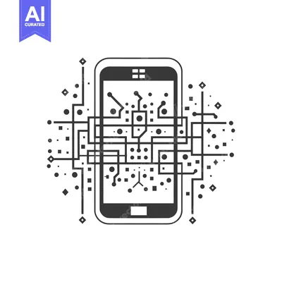 Aset desain premium: Smartphone Connected with Digital Lines and Shapes