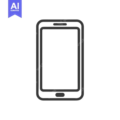 Sleek Smartphone Outline: Modern Technology Icon on White Background