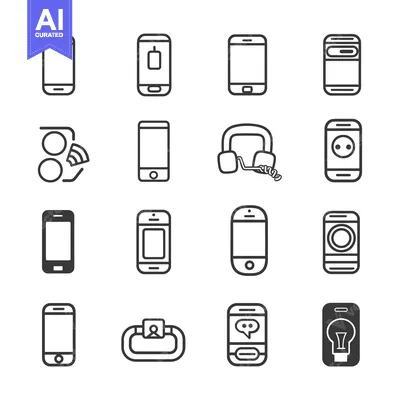 Smartphone Icons Depicting Various Features and Functions