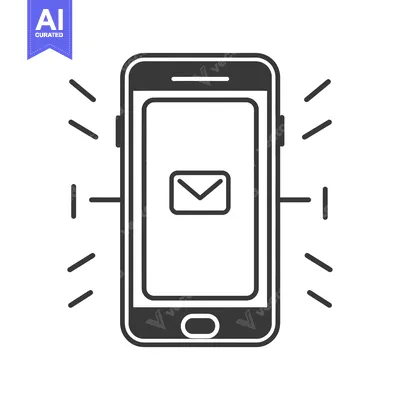 Aset desain premium: Smartphone with Envelope Icon and Notification Signals