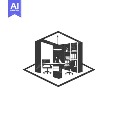 A Black and White Isometric Illustration of a Modern Office Workspace