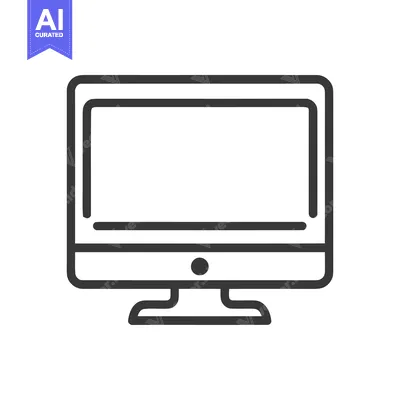 Minimalist Computer Monitor Icon: Clean, Modern Design on White Backgr
