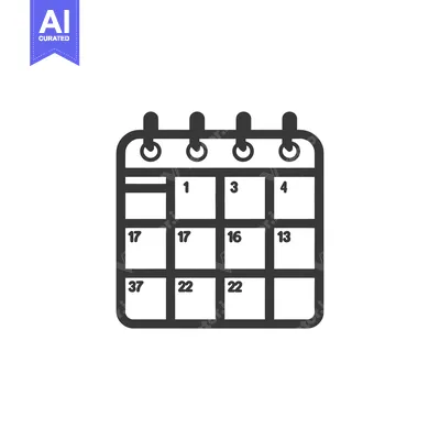 Premium design asset: A Black And White Line Art Calendar Icon