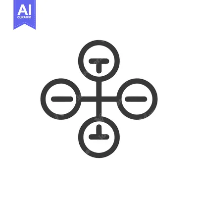 Popular premium asset: Drone Icon: Minimalist Black Silhouette on White Background, Quadcopte