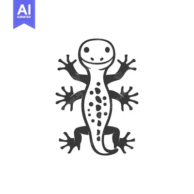 Smiling Black and White Cartoon Gecko