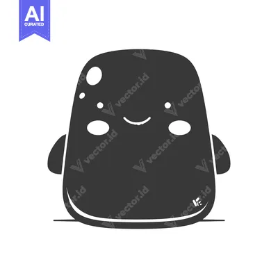Popular premium asset: Smiling Black Cartoon Creature with White Eyes and Mouth