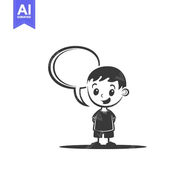 Smiling Boy Character with a Speech Bubble