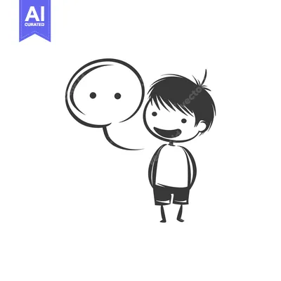 Smiling Boy with Speech Bubble Illustration