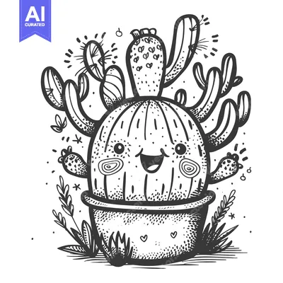 Aset premium populer: Smiling Cactus with Multiple Arms in a Pot